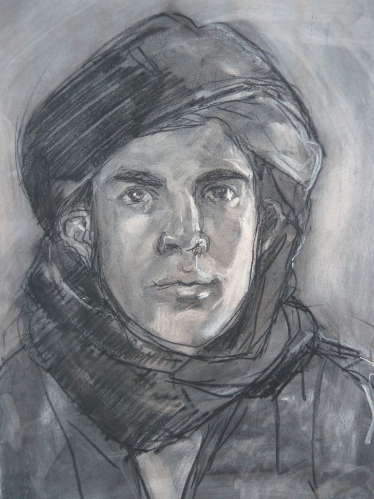 Portrait of Hassan, charcoal on paper